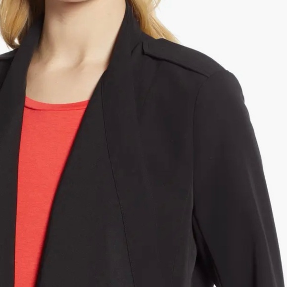 NWT Halogen Nordstrom Drape Open Front Lightweight Jacket Size S Black Pockets - Picture 2 of 14